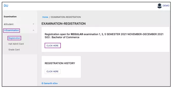 Examination form Delhi University